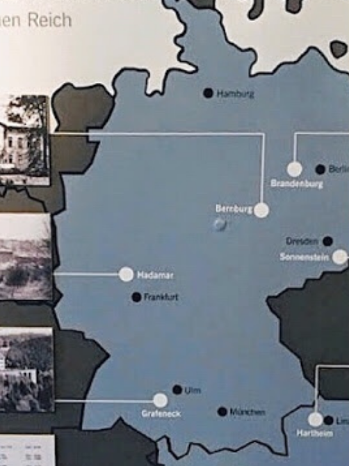 « Carte indiquant les centres d’euthanasie nazis »