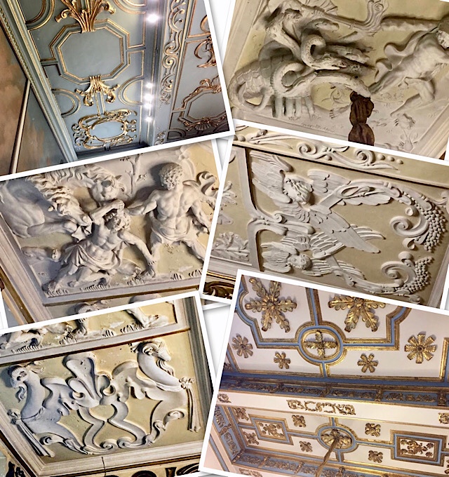 Des plafonds stuqués magnifiques dans le château de Modave »